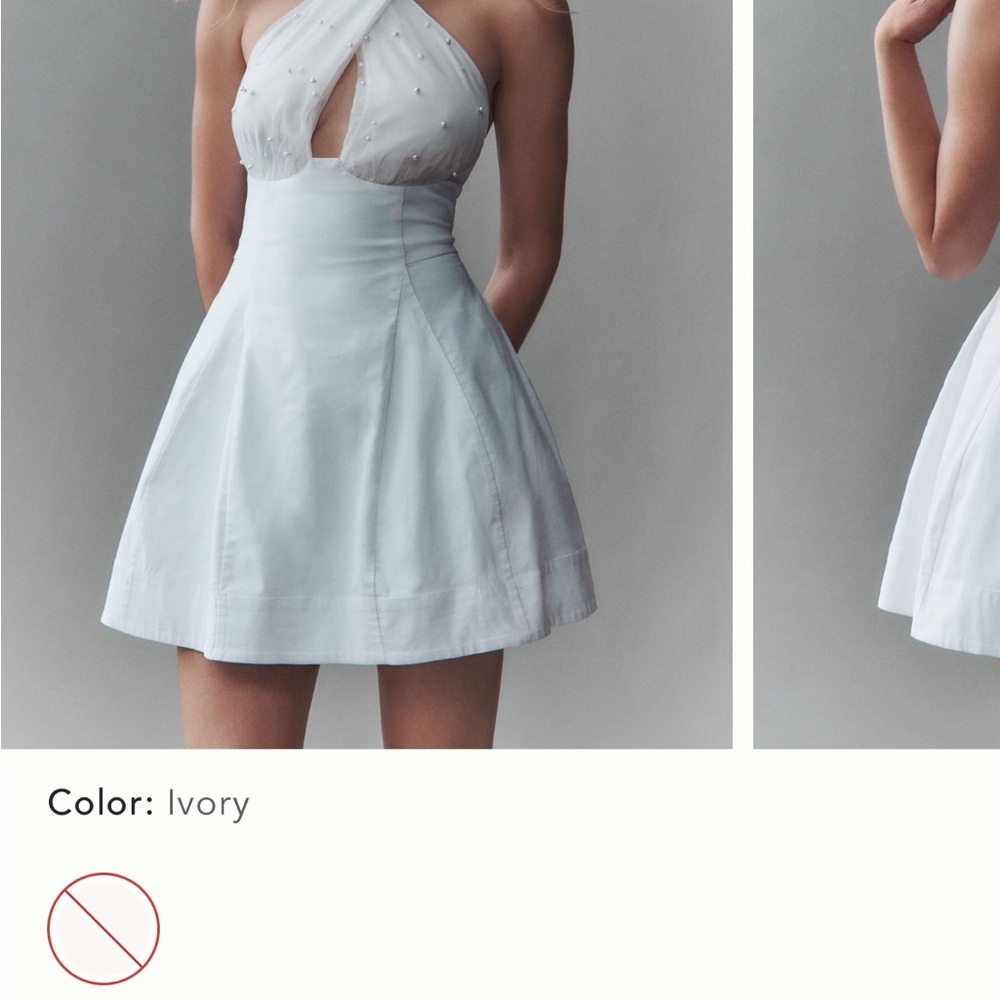 BHLDN Cream Pleated Halter Sundress